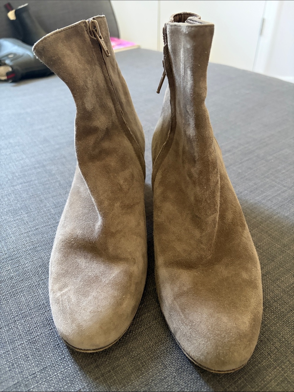 AGL Women's Taupe Suede Ankle Boots